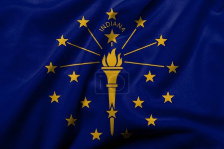 Photo for Realistic 3D Flag of Indiana with satin fabric texture - Royalty Free Image