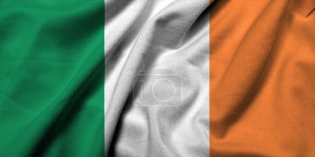 Photo for Realistic 3D Flag of Ireland with satin fabric texture - Royalty Free Image