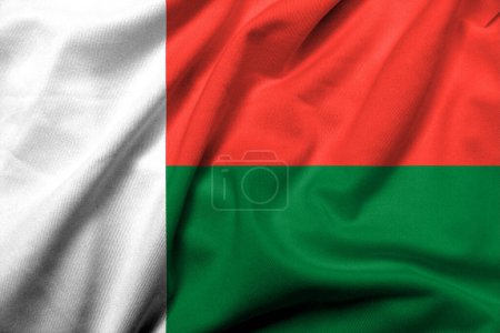 Photo for Realistic 3D Flag of Madagascar with satin fabric texture - Royalty Free Image
