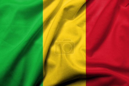 Photo for Realistic 3D Flag of Mali with satin fabric texture - Royalty Free Image