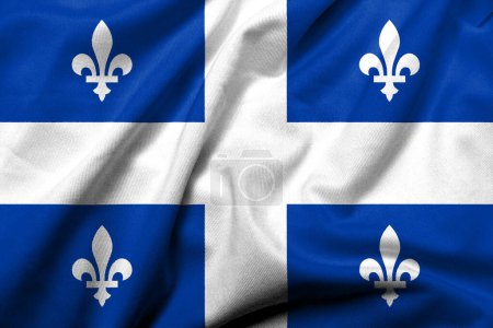 Photo for Realistic 3D Flag of Quebec (The Fleurdelise) with satin fabric texture - Royalty Free Image