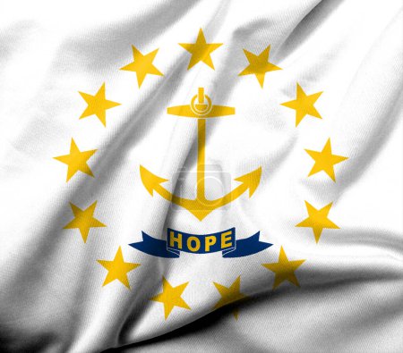 Photo for Realistic 3D Flag of Rhode Island with satin fabric texture - Royalty Free Image