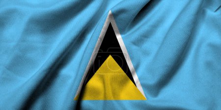 Photo for Realistic 3D Flag of Saint Lucia with satin fabric texture - Royalty Free Image