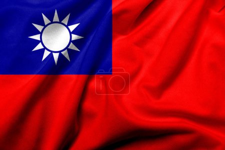 Photo for Realistic 3D Flag of the Republic of China (Taiwan) with satin fabric texture - Royalty Free Image