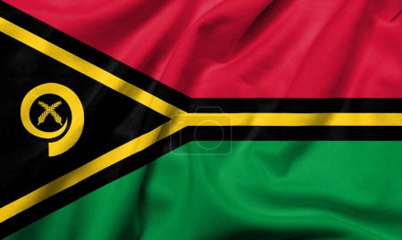 Photo for Realistic 3D Flag of Vanuatu with satin fabric texture - Royalty Free Image
