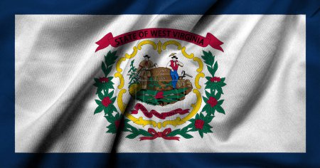 Photo for Realistic 3D Flag of West Virginia with satin fabric texture - Royalty Free Image