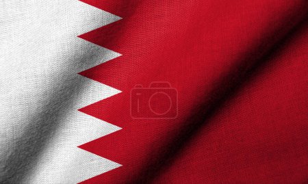 Photo for Realistic 3D Flag of Bahrain with fabric texture waving - Royalty Free Image