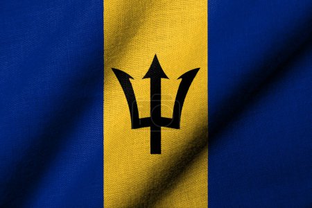 Photo for Realistic 3D Flag of Barbados with fabric texture waving - Royalty Free Image