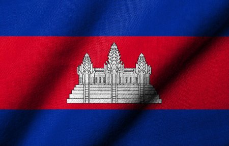 Photo for Realistic 3D Flag of Cambodia with fabric texture waving - Royalty Free Image