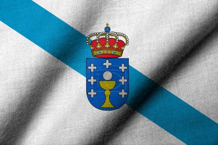 Photo for Realistic 3D Flag of Galicia with fabric texture waving - Royalty Free Image