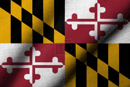 Photo for Realistic 3D Flag of Maryland with fabric texture waving - Royalty Free Image
