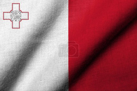 Photo for Realistic 3D Flag of Malta with fabric texture waving - Royalty Free Image