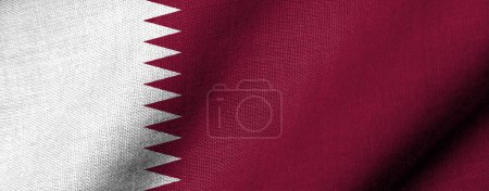 Photo for Realistic 3D Flag of Qatar with fabric texture waving - Royalty Free Image