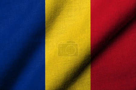 Photo for Realistic 3D Flag of Romania with fabric texture waving - Royalty Free Image