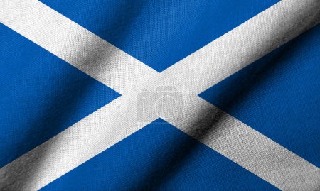 Photo for Realistic 3D Flag of Scotland with fabric texture waving - Royalty Free Image