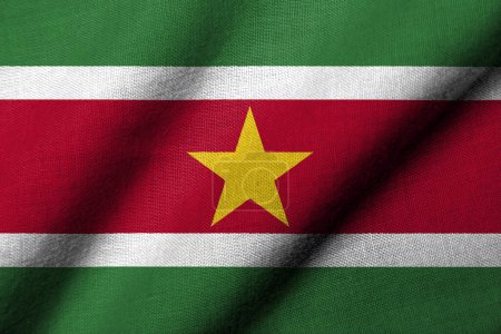 Photo for Realistic 3D Flag of Suriname with fabric texture waving - Royalty Free Image