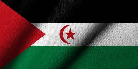 Photo for Realistic 3D Flag of the Sahrawi Arab Democratic Republic with fabric texture waving - Royalty Free Image