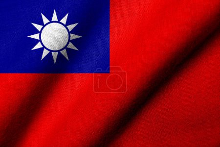 Photo for Realistic 3D Flag of the Republic of China (Taiwan) with fabric texture waving - Royalty Free Image