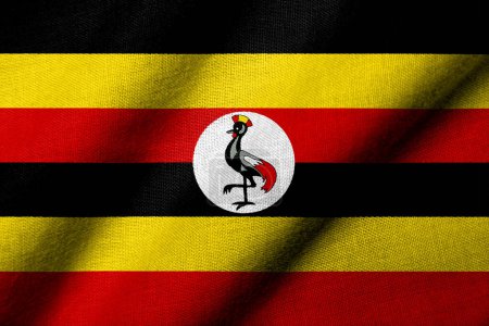 Photo for Realistic 3D Flag of Uganda with fabric texture waving - Royalty Free Image