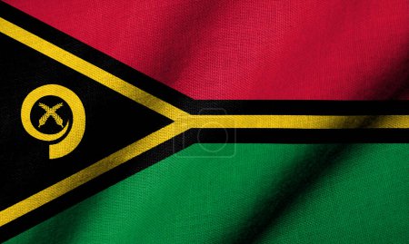 Photo for Realistic 3D Flag of Vanuatu with fabric texture waving - Royalty Free Image