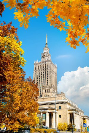 Photo for Autumn in Warsaw, top view of the Palace of Culture in Poland - Royalty Free Image