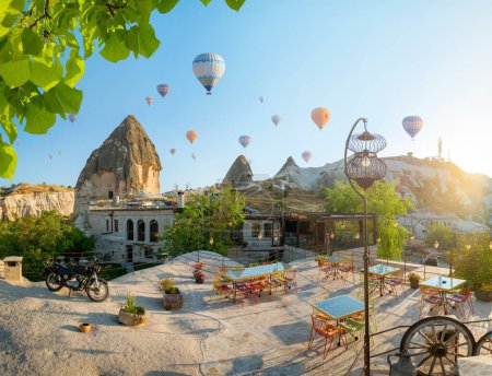 Photo for Hot air balloons flying over Cappadocia, Turkey - Royalty Free Image