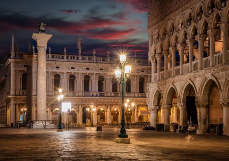 Photo for Venetian piazza San Marco at night, Italy - Royalty Free Image