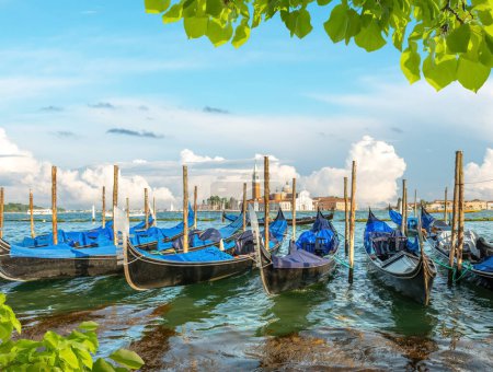 Photo for Gondolas and San Giorgio Maggiore island in Venice, Italy - Royalty Free Image