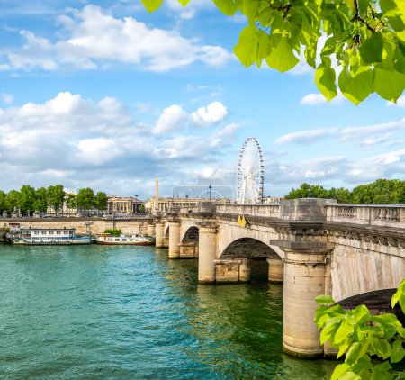 Photo for Seine River, Concorde Bridge in Paris, France - Royalty Free Image