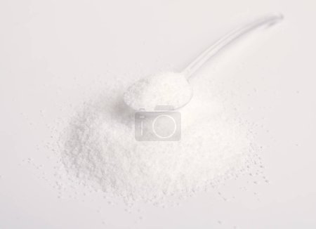 Photo for Stevioside powder. Natural sweetener Isolated on white background. - Royalty Free Image