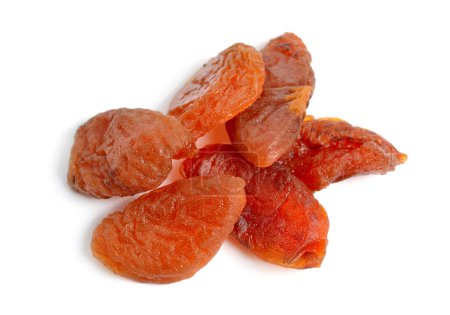 Photo for Whole Sun-dried apricots without stones. Isolated on white background. - Royalty Free Image