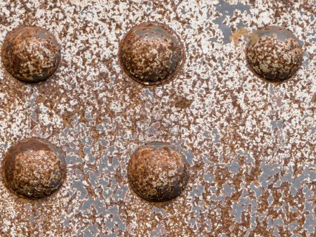 Photo for Rusty rivets of grungy iron steel construction background texture pattern - Royalty Free Image
