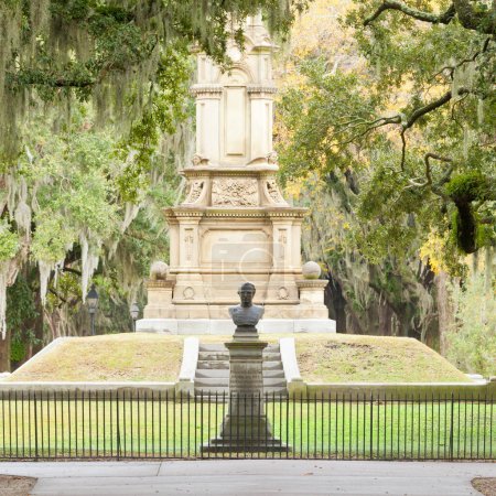 Photo for Colonel Francis S.Bartow American civil war memorial in Forsyth Park of historic district of city of Savannah, Georgia, GA, US - Royalty Free Image