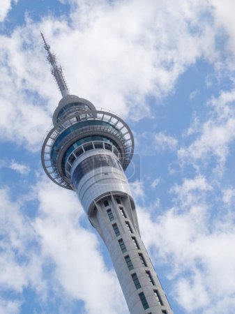 Photo for AUCKLAND, NZ, APR 16, 2012: Auckland Sky Tower, the tallest building of the Southern Hemisphere, is 328 meters (1076 ft) tall, on Apr 16, 2012 in Auckland, New Zealand - Royalty Free Image