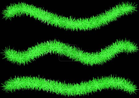 Téléchargez les illustrations : Ensemble de chaînes de Noël vertes éléments de conception pour votre illustration graphique isolé sur fond noir, vecteur - en licence libre de droit