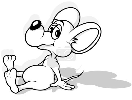 Illustration for Drawing of a Cute Mouse Sitting on the Ground - Cartoon Illustration Isolated on White Background, Vector - Royalty Free Image