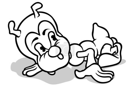 Ilustración de Dibujo de una hormiga con una cara sorprendida tendida en el suelo - Ilustración de dibujos animados aislada sobre fondo blanco, Vector - Imagen libre de derechos
