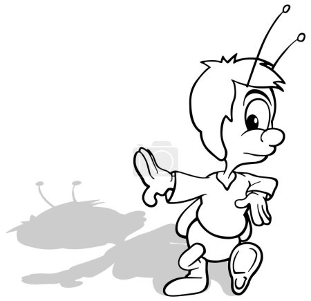 Ilustración de Dibujo de un escarabajo que pasa con la cabeza vuelta - Ilustración de dibujos animados aislados sobre fondo blanco, Vector - Imagen libre de derechos