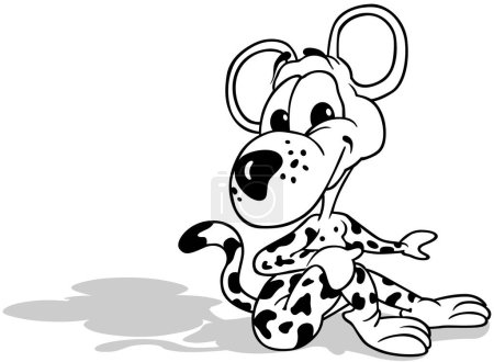 Ilustración de Dibujo de un leopardo sentado con la cabeza vuelta hacia atrás - Ilustración de dibujos animados aislados sobre fondo blanco, Vector - Imagen libre de derechos