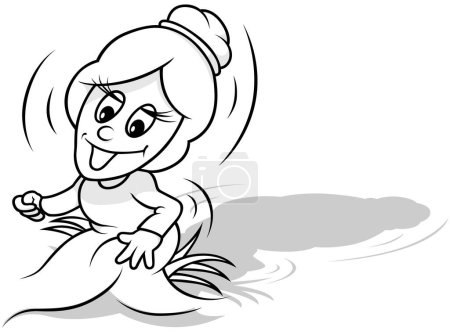 Illustration for Drawing of a Funny Fairy Sitting in a Grass - Cartoon Illustration Isolated on White Background, Vector - Royalty Free Image
