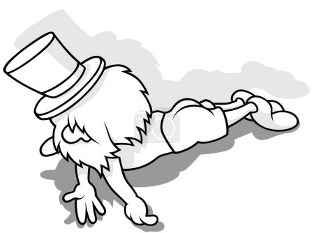 Ilustración de Dibujo de una figura de palo acostado con las manos colgando - Ilustración de dibujos animados aislado sobre fondo blanco, Vector - Imagen libre de derechos