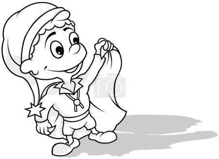 Illustration for Drawing of a Cute Leprechaun with a Long Cap and Cloak - Cartoon Illustration Isolated on White Background, Vector - Royalty Free Image