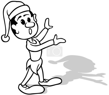 Ilustración de Dibujo de un enano sorprendido con las manos levantadas - Ilustración de dibujos animados aislados sobre fondo blanco, Vector - Imagen libre de derechos