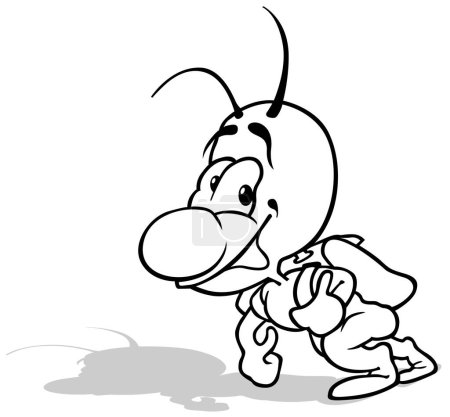 Ilustración de Dibujo de un insecto con una bolsa de la escuela en su espalda - Ilustración de dibujos animados aislado sobre fondo blanco, Vector - Imagen libre de derechos