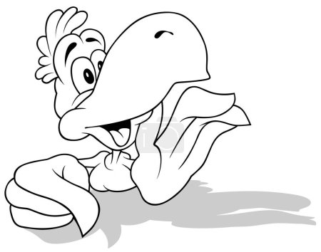 Ilustración de Dibujo de un loro con un pico grande que muestra algo con su ala - Ilustración de dibujos animados aislados sobre fondo blanco, Vector - Imagen libre de derechos