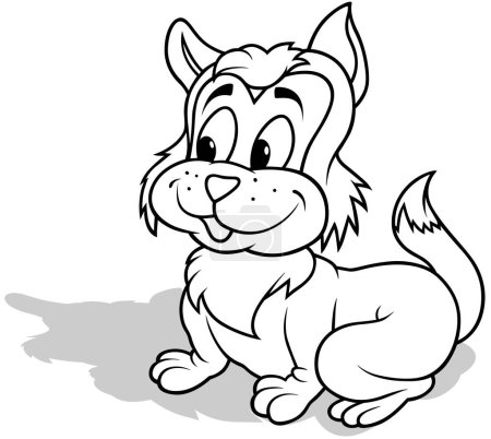 Ilustración de Dibujo de un gatito sentado en el suelo - Ilustración de dibujos animados aislados sobre fondo blanco, Vector - Imagen libre de derechos