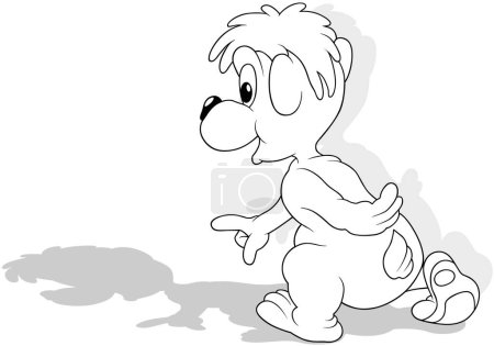 Ilustración de Dibujo de un lindo oso de peluche saliendo - Ilustración de dibujos animados aislado sobre fondo blanco, Vector - Imagen libre de derechos