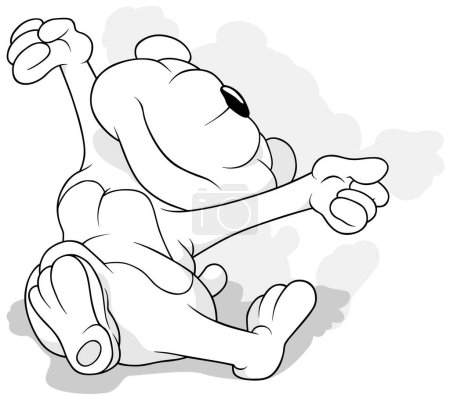 Ilustración de Dibujo de un oso de peluche estirándose con sus brazos por encima de su cabeza - Ilustración de dibujos animados aislados sobre fondo blanco, Vector - Imagen libre de derechos