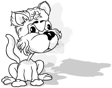 Ilustración de Dibujo de un gatito peludo sentado en el suelo - Ilustración de dibujos animados aislado sobre fondo blanco, Vector - Imagen libre de derechos