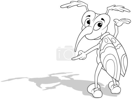 Illustration for Drawing of a Moth Gesturing with Hands from Rear View - Cartoon Illustration Isolated on White Background, Vector - Royalty Free Image